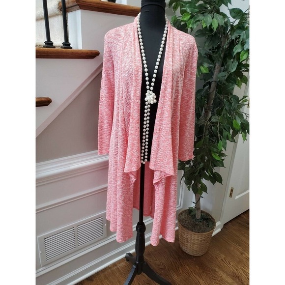 Azules Women's Pink Polyester Long Sleeve Open Front Casual Cardigan Size Medium - Picture 1 of 10